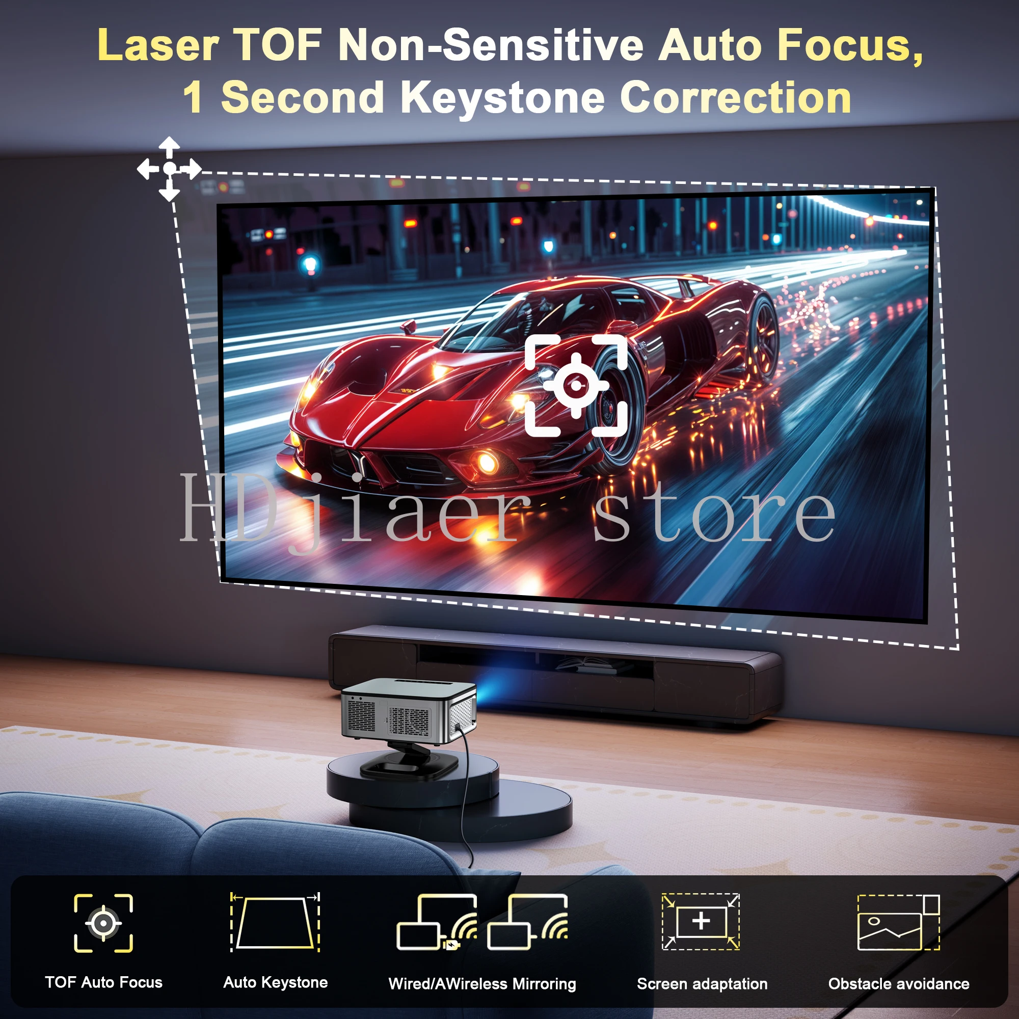 

2025 Horlat 45000 Lumens 4K UHD Projector: Laser TOF Focus, Android 12, WiFi - Your Ultimate Home Theater for Netflix