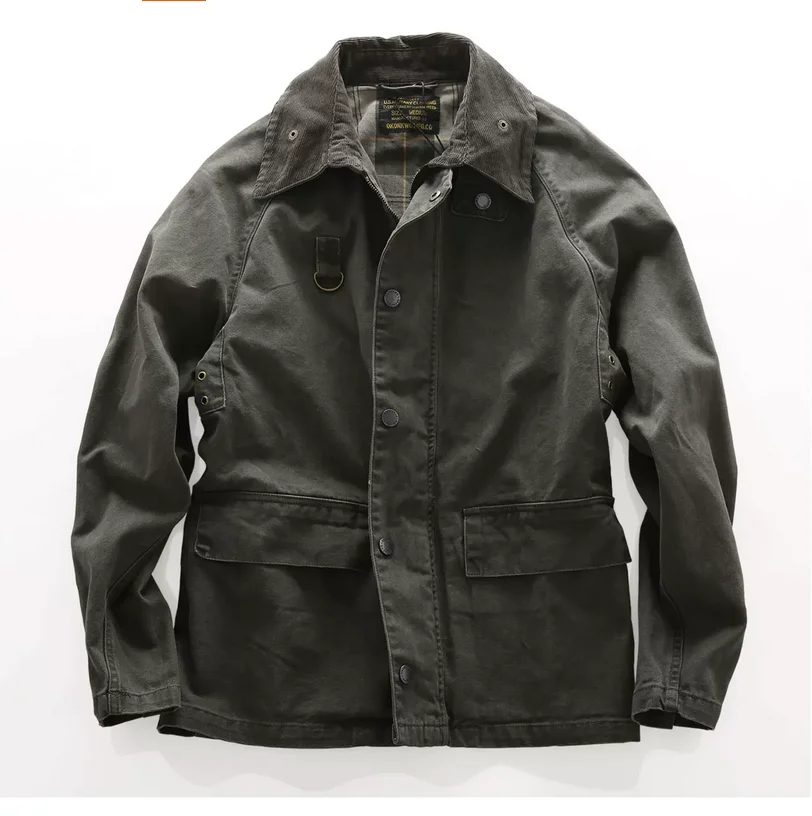 Autumn and Spring Medium-Length Dual-Pocket Functional Canvas Jacket for Men