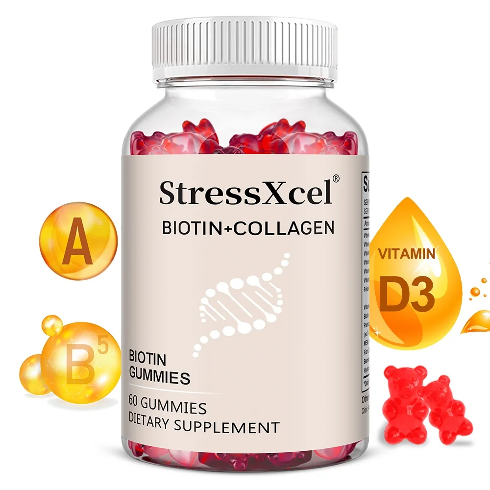 Biotin and Collagen Gummies - Supports Healthy Hair, Skin and Nails, Third-Party Tested, Fruit Flavor, Non-GMO