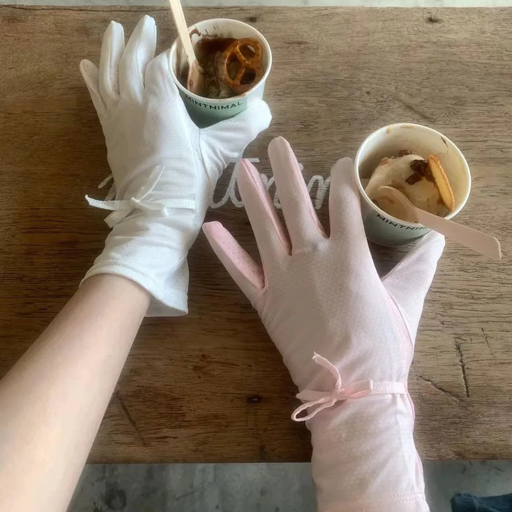 

1 Pair Ice Silk Non-slip Gloves Summer Sunscreen UV Protection Multicolor Gloves Woman Driving Stretch Female Touchscreen Gloves