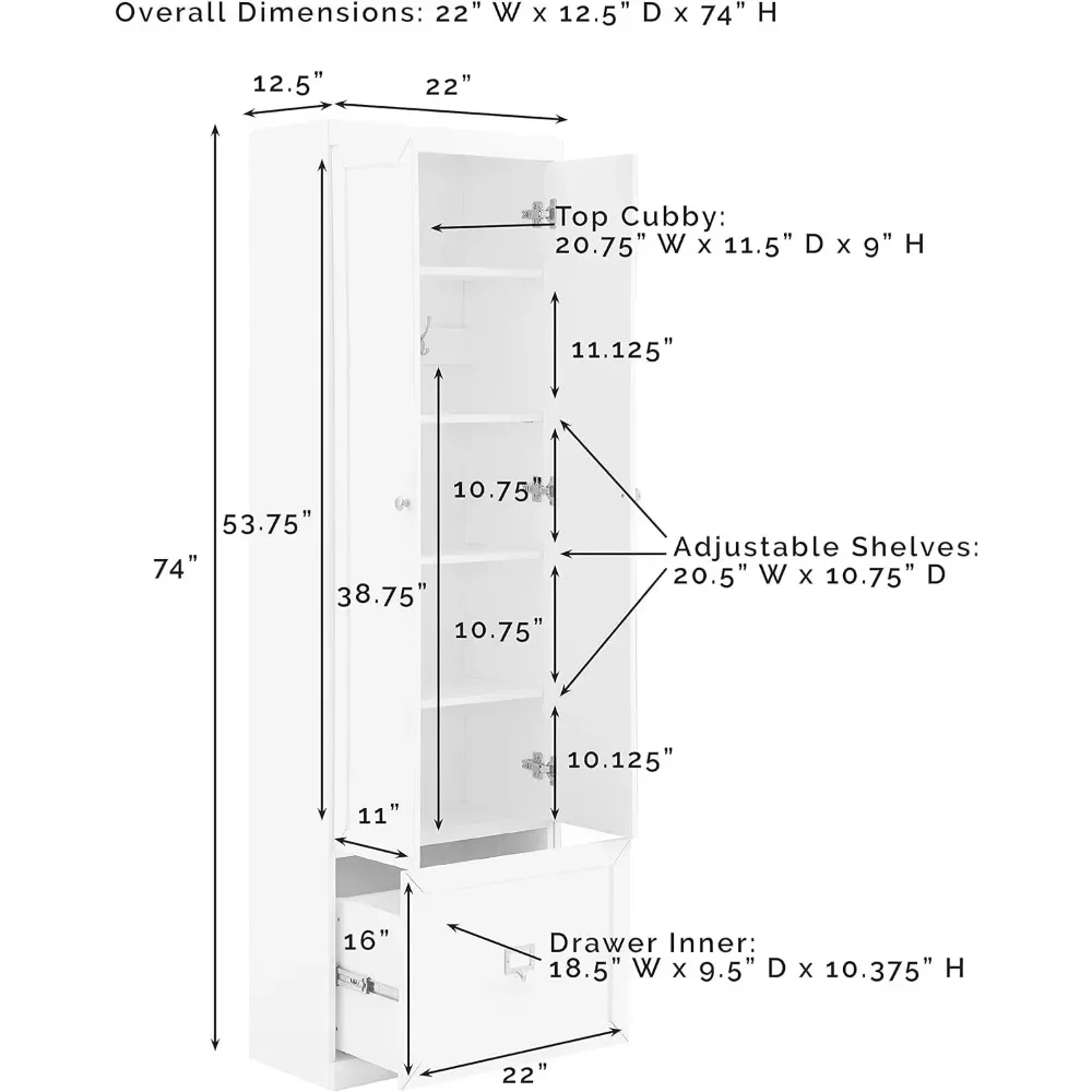 Harper Convertible Pantry Closet, White