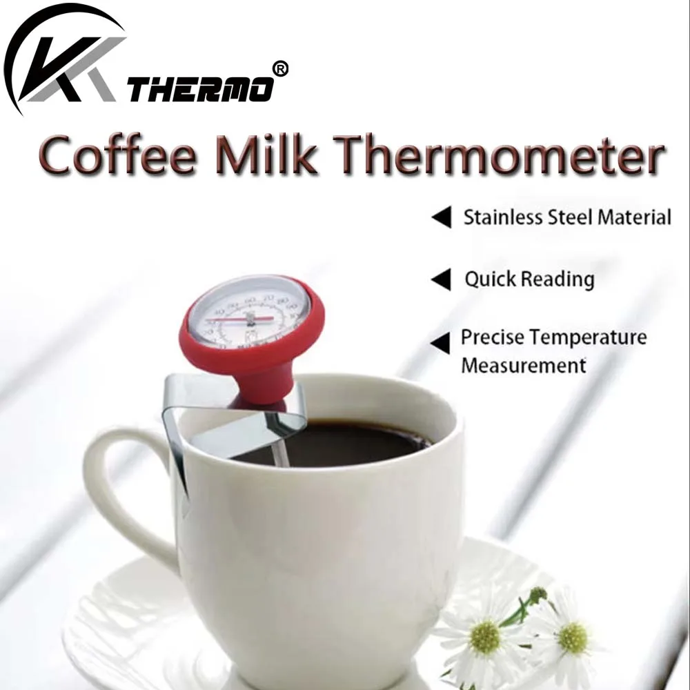 Coffee Milk Thermometer -10~100°C | Stainless Steel Analog Thermometer with Clip & NSF Certified |Dual Scale °C/°F for Latte Art