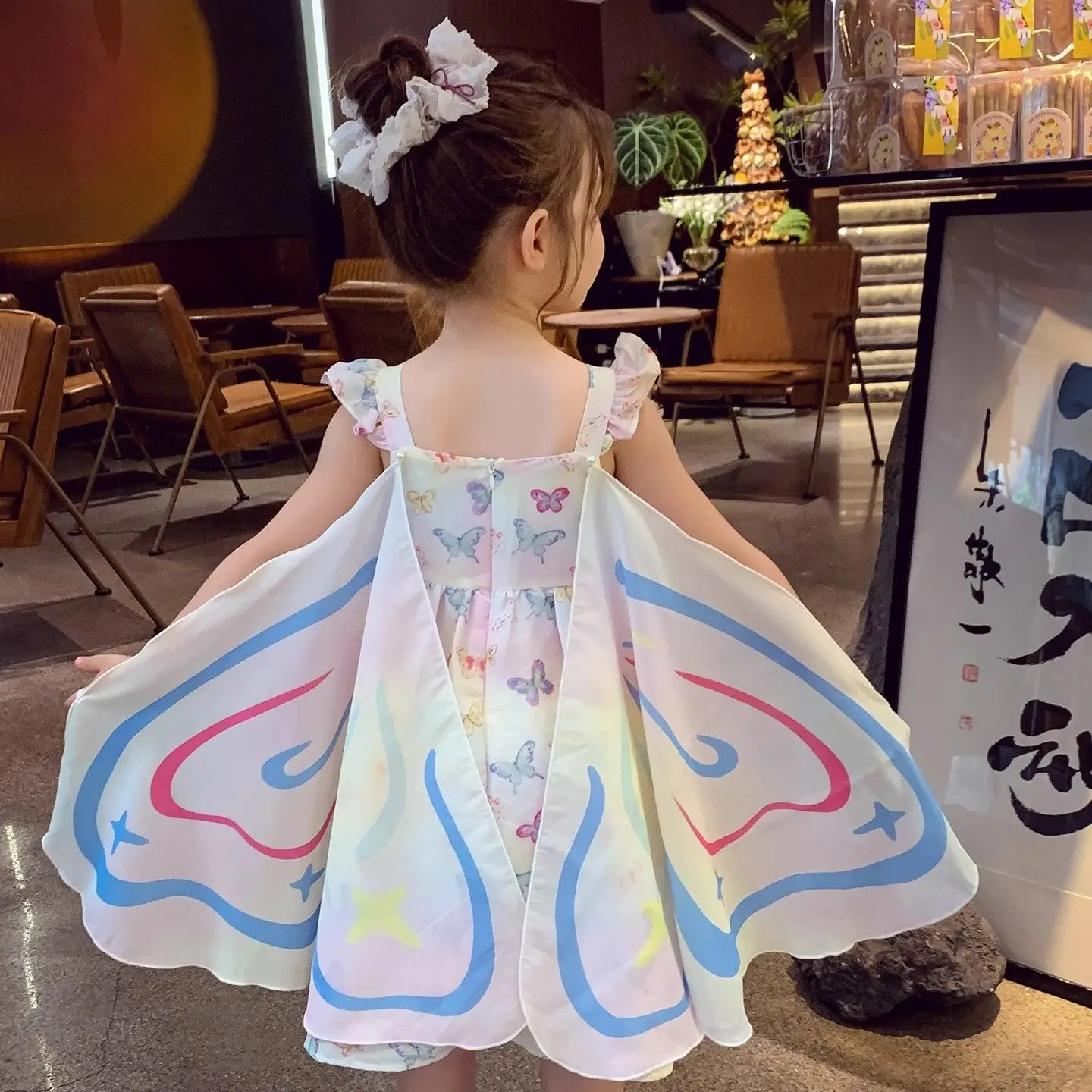 Girls Dress 2026 Spring and Summer New Childrens Clothing Korean Style Girls Baby Fashion Lovely Butterfly Wings Dress