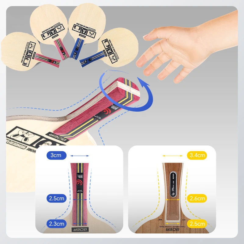 

2 Colors Small Thin Handle 5 Ply Pure Wood Table Tennis Hight Quality Blade for Children's Bule&Red New Arrival