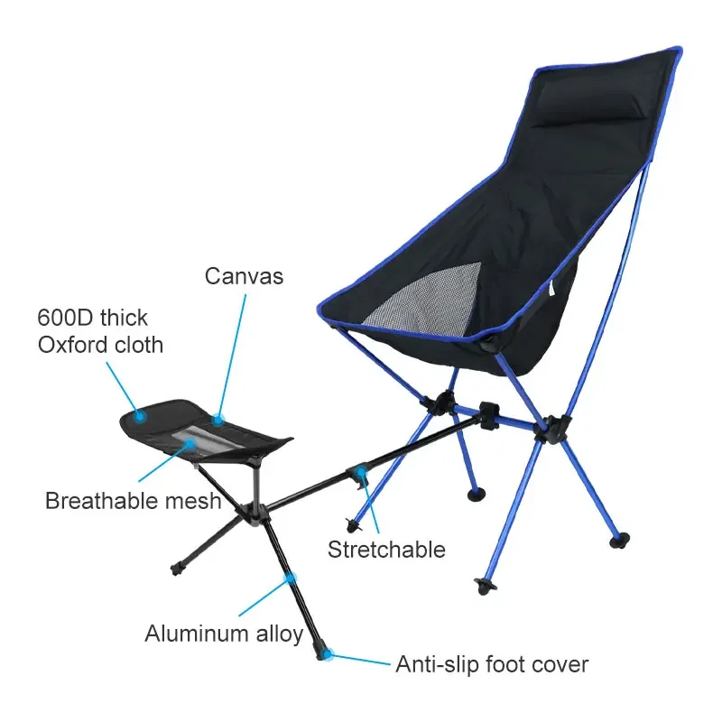 Portable Stool Collapsible Footstool For Outdoor Camping BBQ Beach Chair Folding Footrest Fishing Chair Foot Recliner Foot Rest