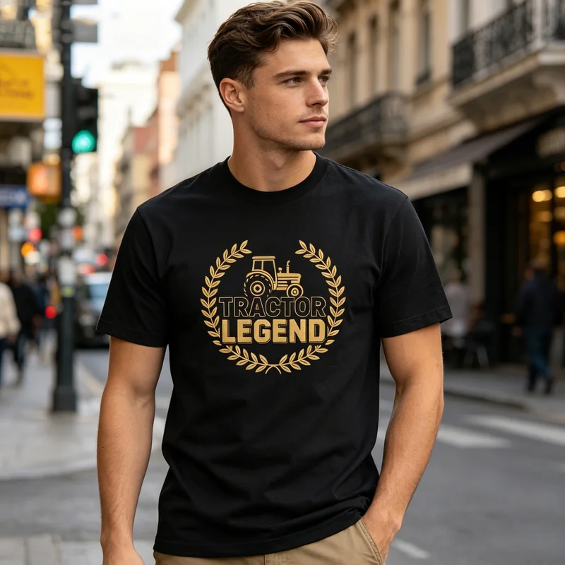 Tractor Legend Graphic T-shirt for Men Funny Farmer Tee Casual Short Sleeve Top