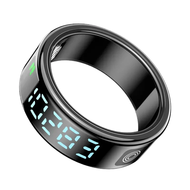Smart Ring with Display Screen Heart Rate Blood Oxygen Sleep Monitor Fitness Tracker Step Counter Remote Control Touch Button