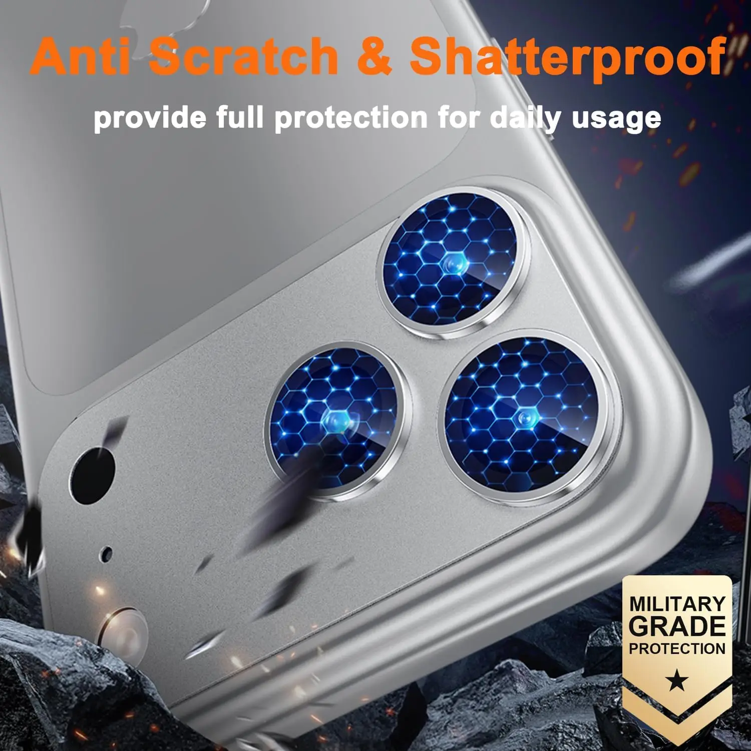 for iPhone 17 Pro Max Camera Lens Protector-Shatterproof Metal Tempered Glass Rear Camera Screen Cover,Ultra Strong Adsorption
