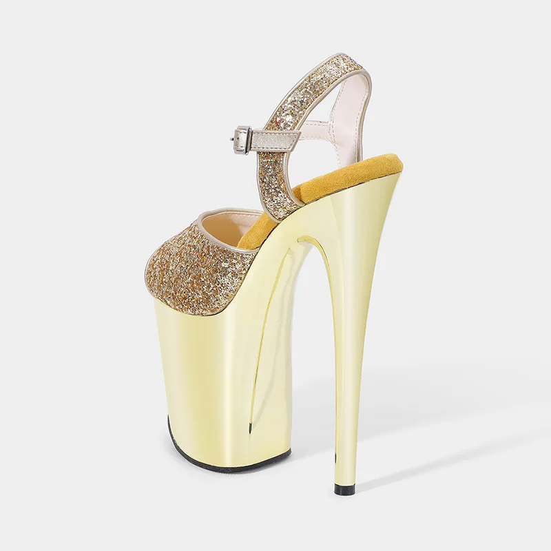 مثير 20 سنتيمتر 8 بوصة بريق العلوي الكروم منصة عالية الكعب المفتوحة تو الصنادل الغريبة القطب أحذية الرقص النساء #6