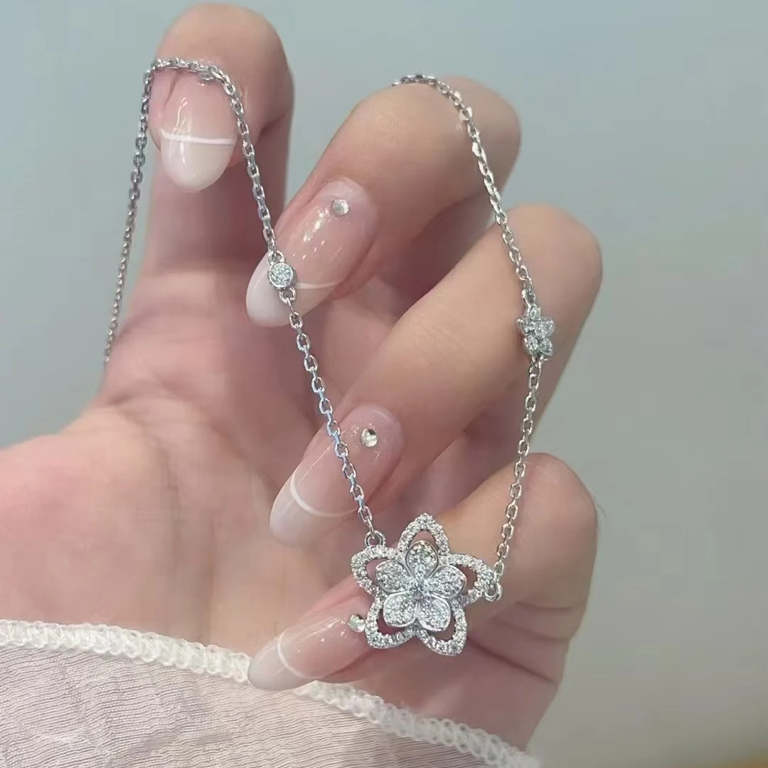 Exquisite Jewelry Five Star Women's Necklace And Bracelet. Fashionable Necklace With Two Ways To Wear It