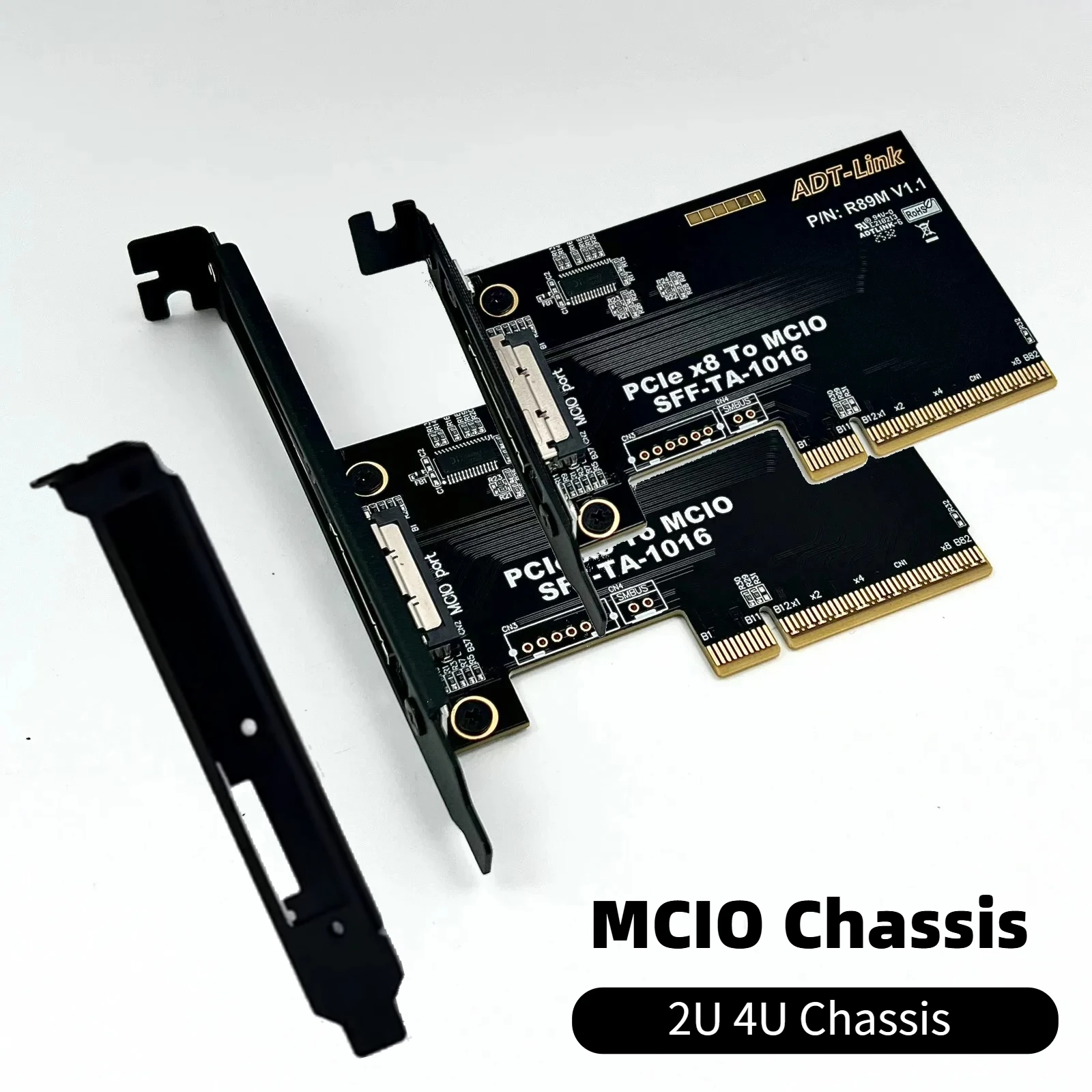PCIe 4.0 X8 to MCIO SFF-TA-1016 Adapter Card External Chassis Graphics Card GPU Split Card Expansion GEN4 For MCIO 2U 4U Chassis