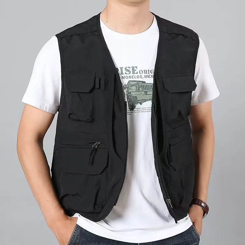 Imagem -04 - Mens Multi-pocket Utility Tactical Vest Safari Cargo Vest Caminhada Pesca Fotografia Techwear Novo Verão 6xl