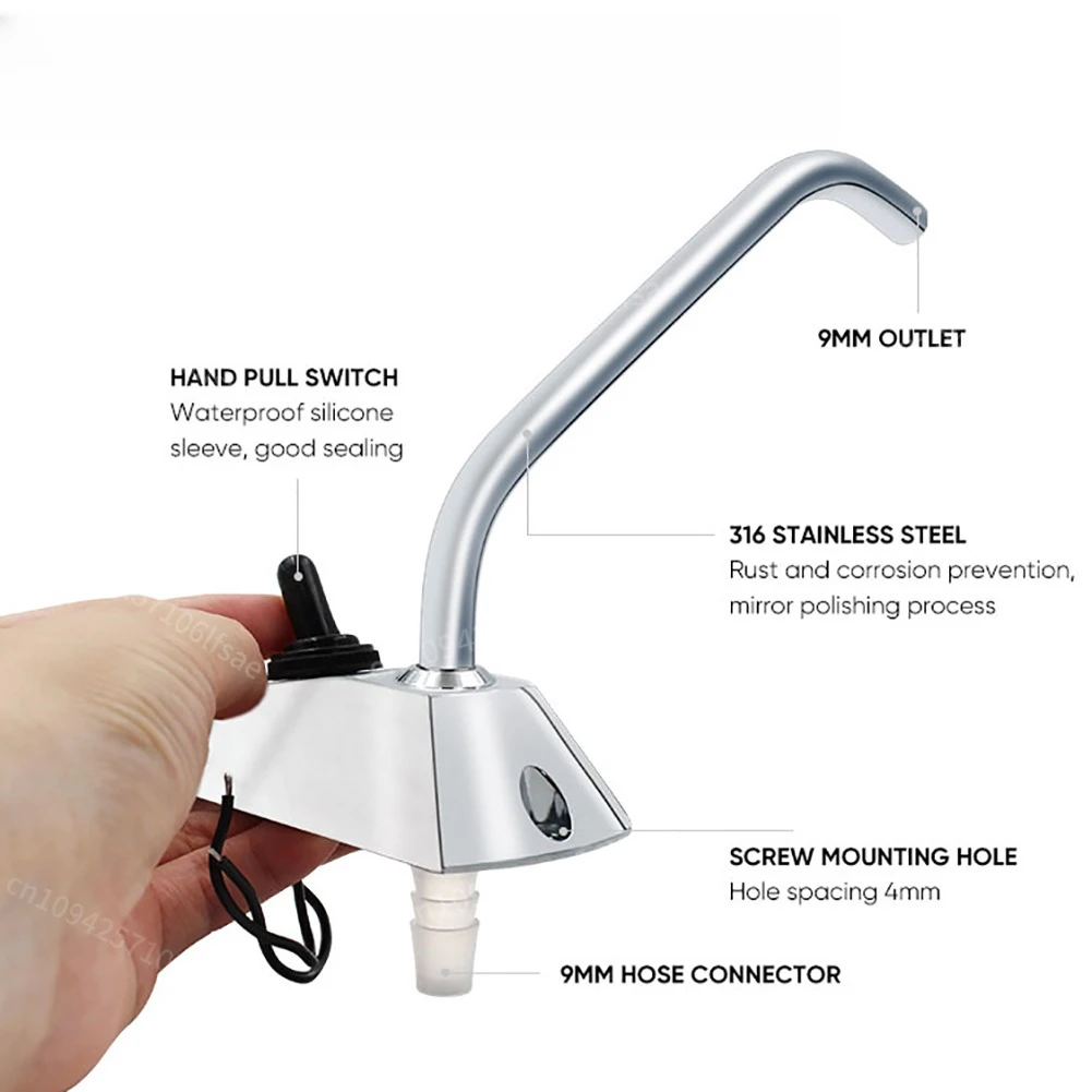 

12V Electric Water Pump 360 Degree Rotation Caravan Faucet Tap Corrosion Faucet Switch for Boat Galley Caravan Motorhome RV