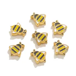 5pcs Stainless Steel Bee Enamel Beads For Jewelry Making DIY Bracelets Loose Spacer Beads Jewelry Bead Supplies Accessories