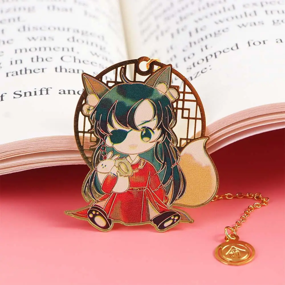 

Anime Chinese Style Hollow Xie Lian Pagination Mark Fringed Metal Tian Guan Ci Fu Bookmark Stationery Book Markers