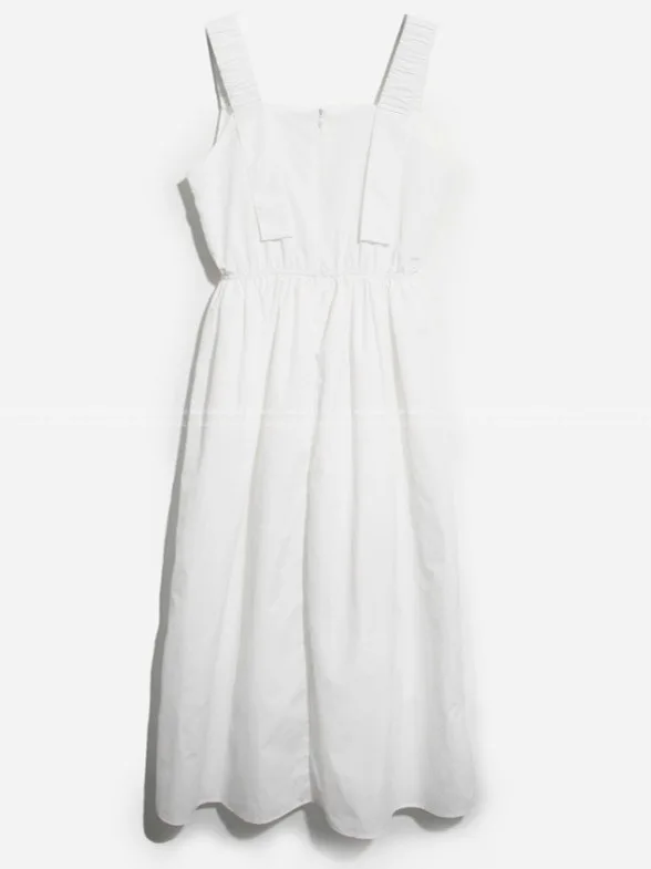 Ele Summer New Sle Chic Square Collar High Waist Slimming Midi Dr Women's Strapl Dr Sli Casual Gown