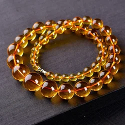 Natural Baltic Pure Amber Beaded Necklace Women Fine Jewelry Accessorie Golden Amber-beads Chokers Necklaces Girlfriend Mom Gift