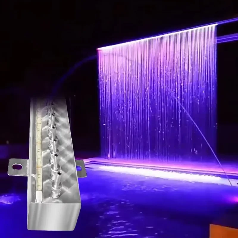 Tenda da pioggia in acciaio inossidabile Fontana a cascata Caratteristica dell'acqua per esterni con luce a LED Ideale per la decorazione della casa del cortile della villa del giardino