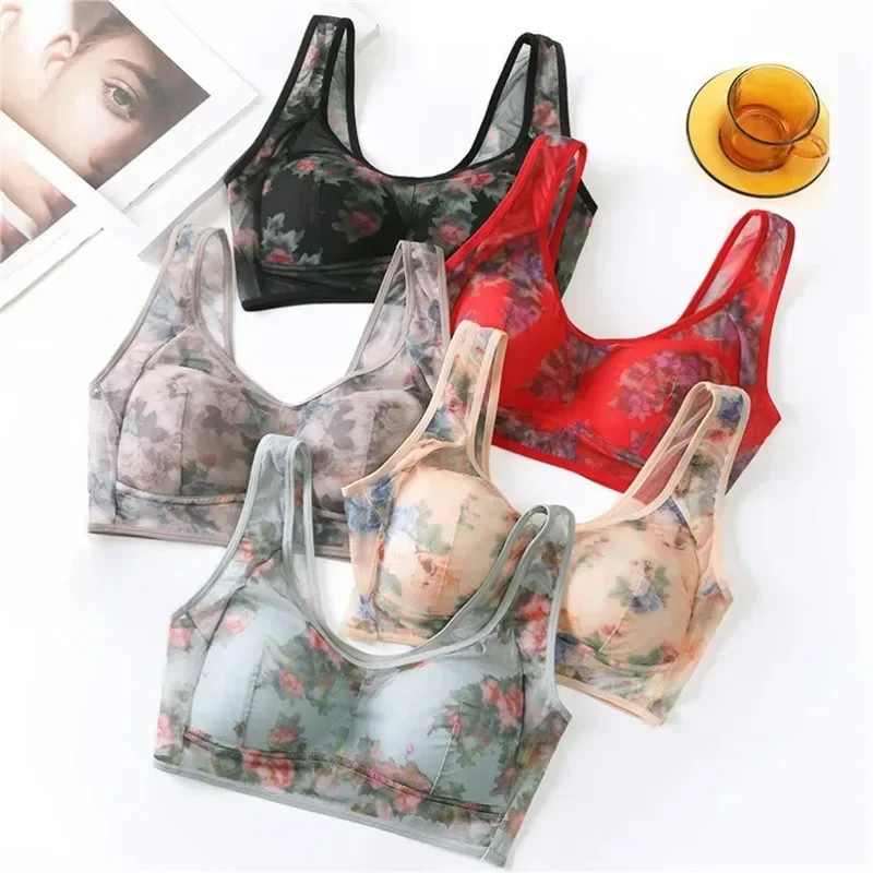 Wireless Comfortable Breathable Underwear Lightweight Cool Feeling Gathered Invisible Bra for Middle-Aged and Elderly Women