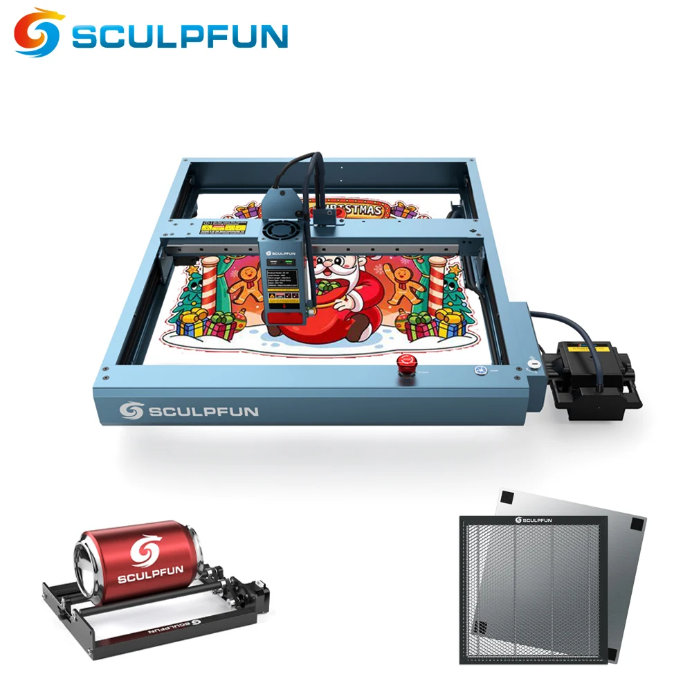 Sculpfun SF-A9 40W Laser Engraver Cutting Machine 400*400MM Work Area with Honeycomb Board Roller Support USB/BT/WiFi Connect