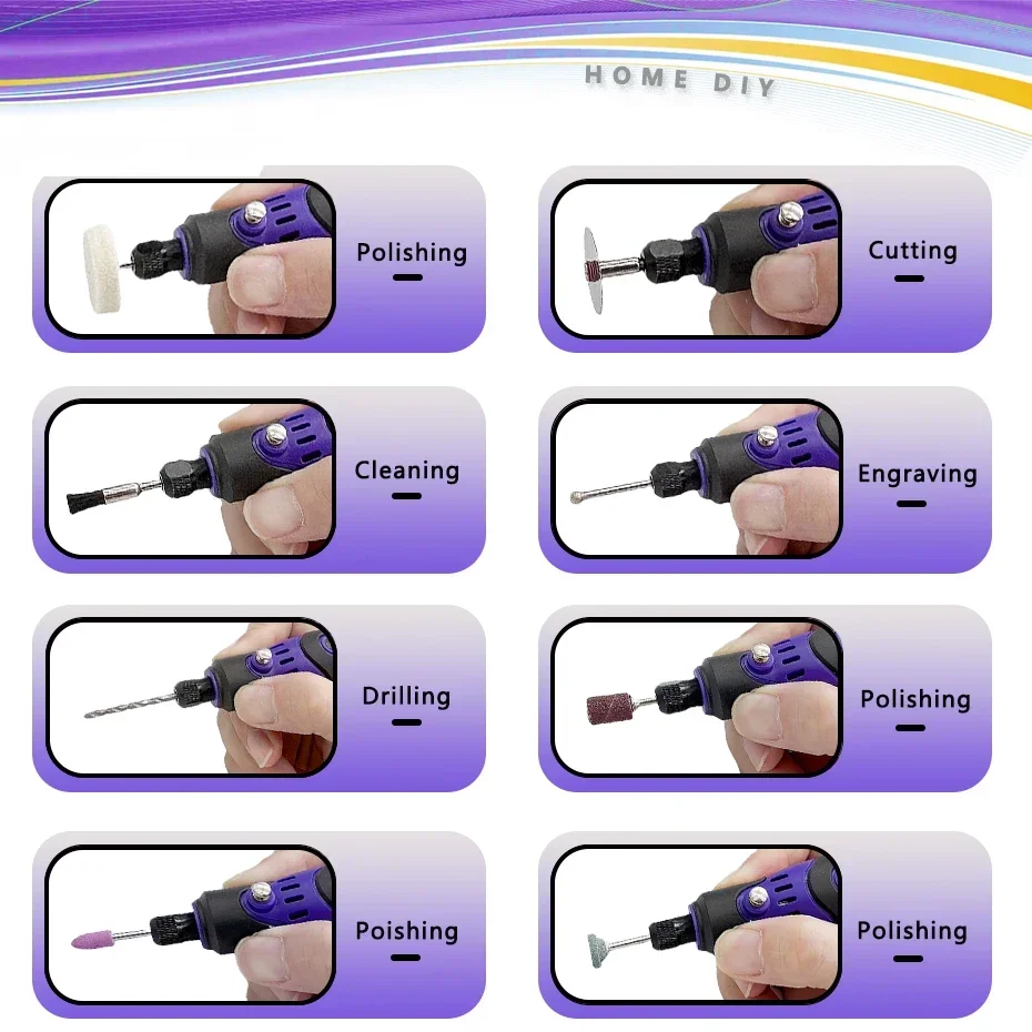 Imagem -05 - Donumeh-moedor de Broca Elétrico sem Fio Mini Caixa de Ferramentas 17000rpm Multiuso 37 v Carregamento tipo c Home Faça Você Mesmo Ferramenta Rotativa