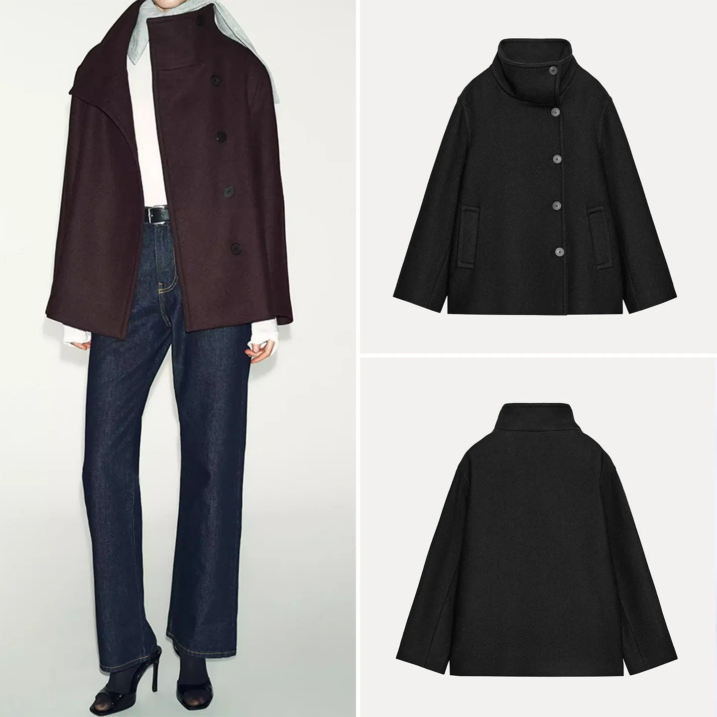 

Женское зимнее пальто Z с высоким воротником, свободного кроя, на пуговицах, удлиненное, с индивидуальным дизайном