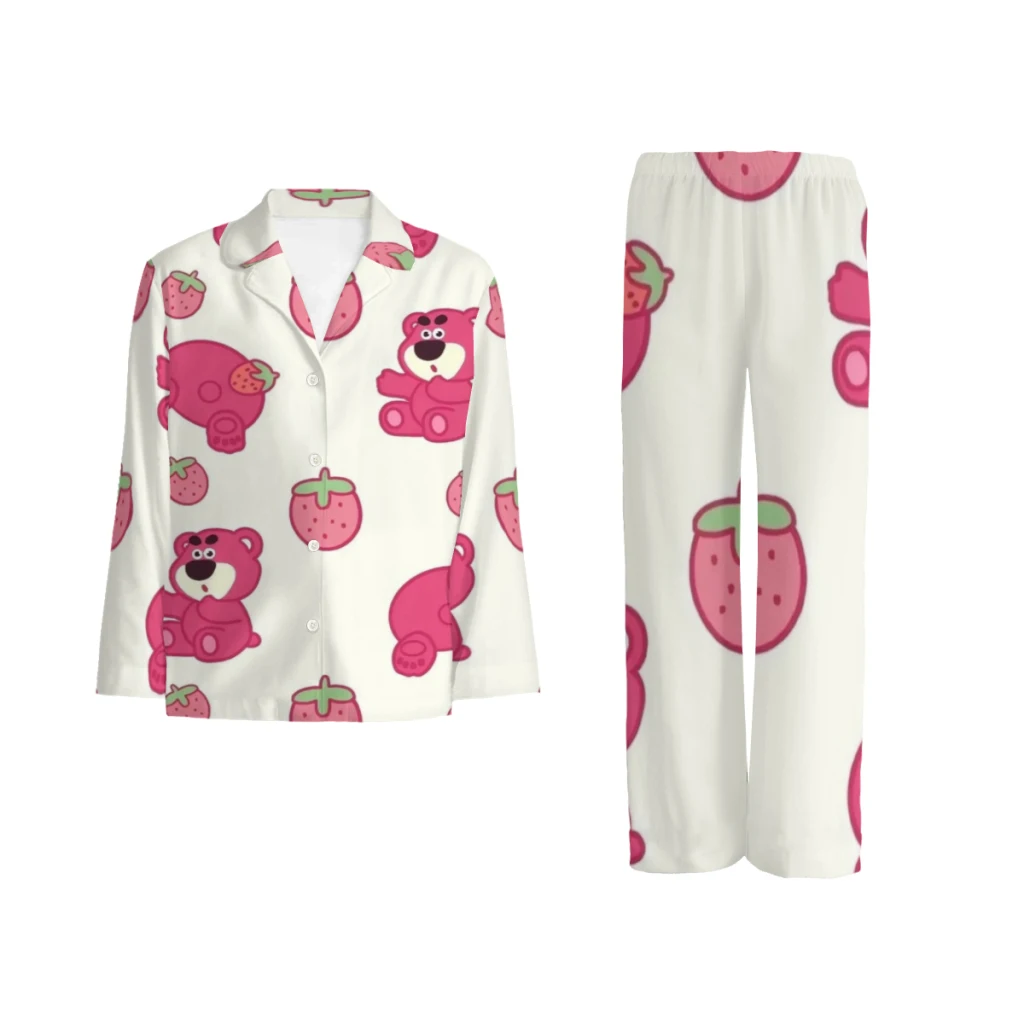 

Disney Strawberry Bear pajama set, comfy buttoned top and elastic pants for men and women.