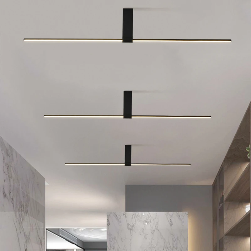 Long Strip Ceiling Lamps for Dining Room Decor Clothes Shop Lighting Line Ceiling Chandelier LED Light 90cm Gold Black White image 5