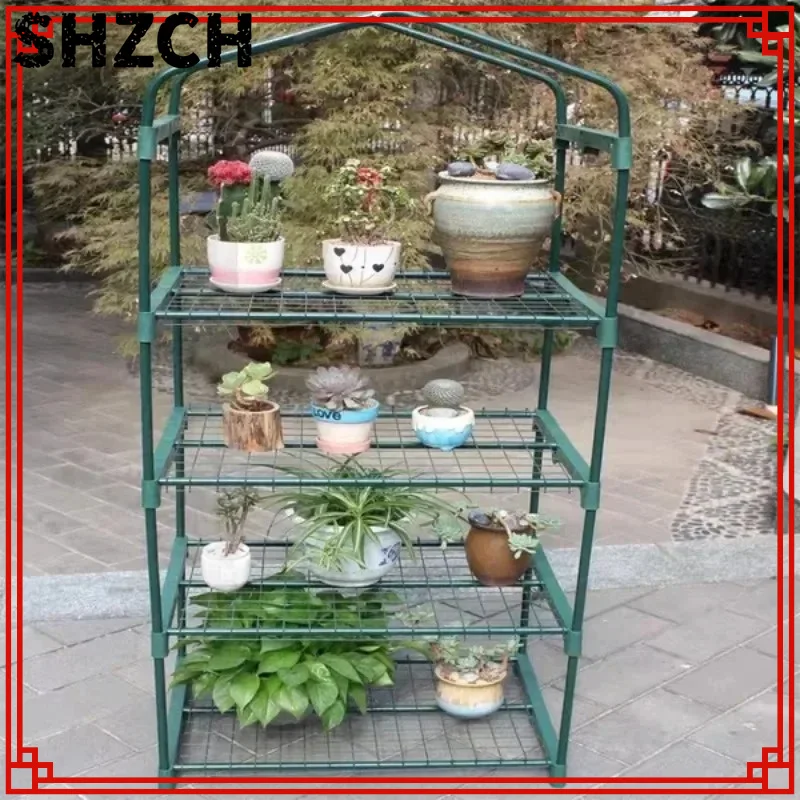 4 Tier Greenhouse Iron Stands Shelves Outdoor Garden Mini Garden Warm Room Greenhouse Warm Garden House (Wit Iron Stand)