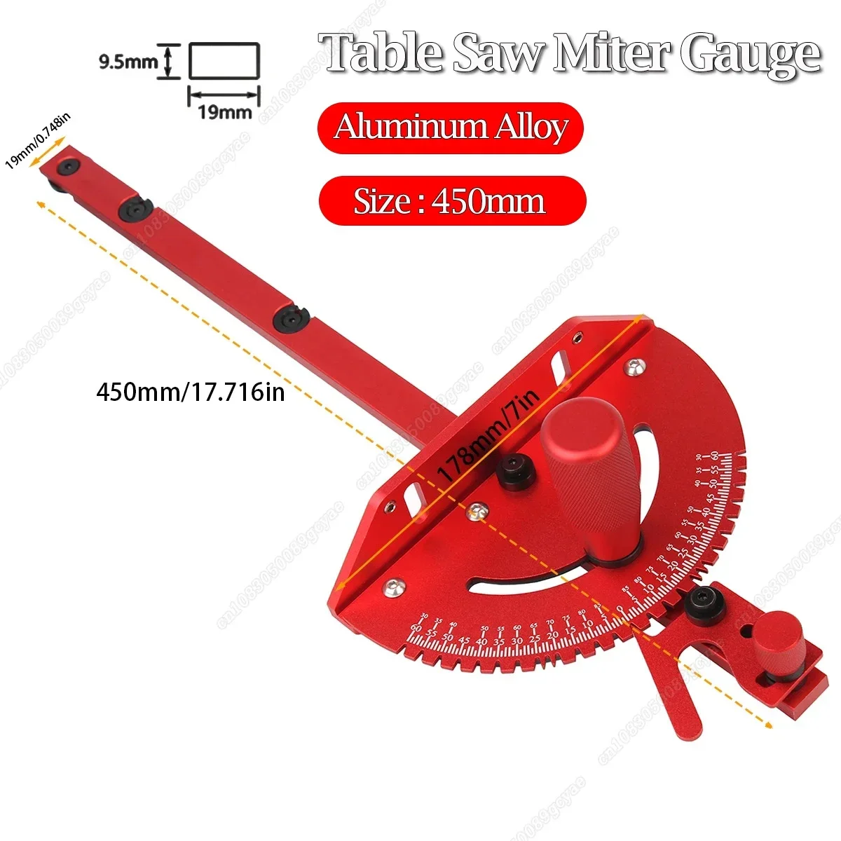 1Pc Universal Table Saw Miter Gauge Assembly Benches Router Red Aluminum Alloy Miter Gauge Sawing Ruler DIY Woodworking Tools