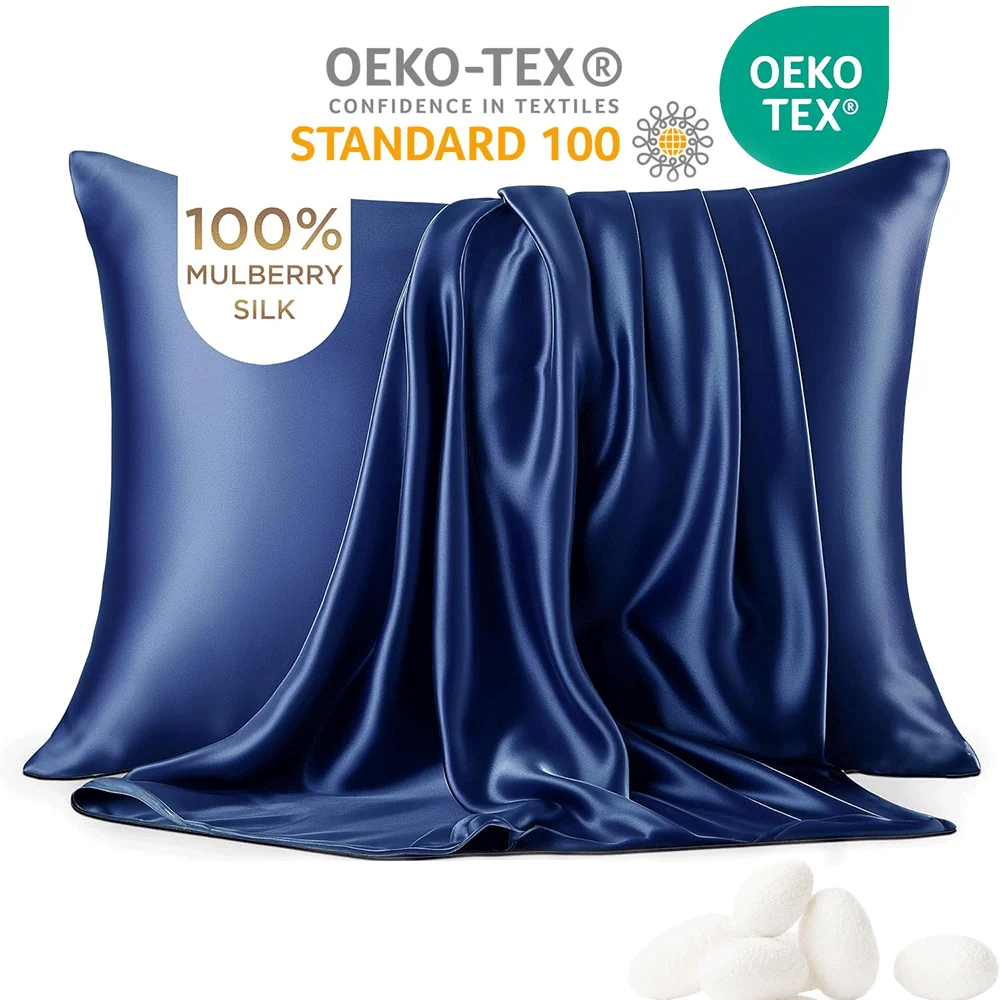 16MM 100% Two Sides Pure Real Natural Mulberry Silk Pillowcase Luxury High Quality Silk Pillow Case with Hidden Zipper OEKO-TEX