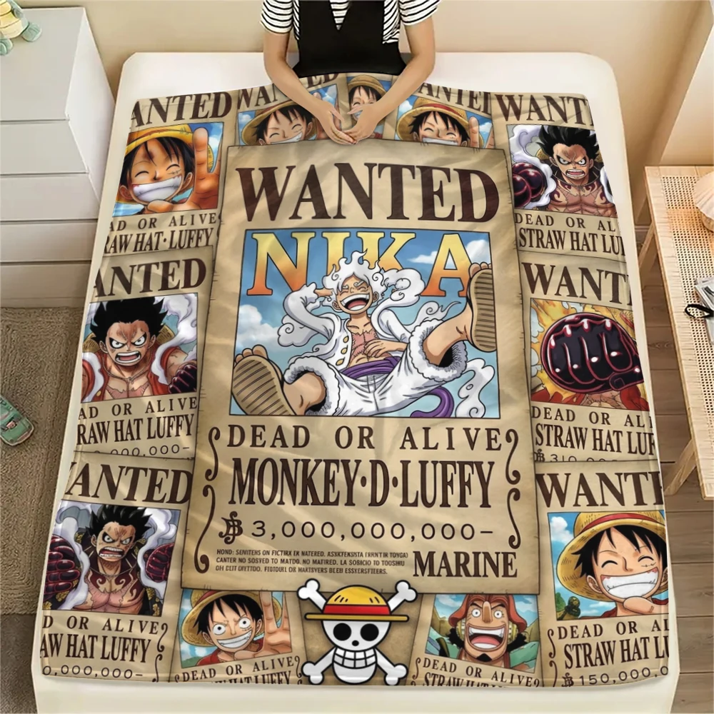 One Piece Poster Flannel Blanket Pretty Printed Design For Home Bed Sofa Chair Travel Picnic -HE56