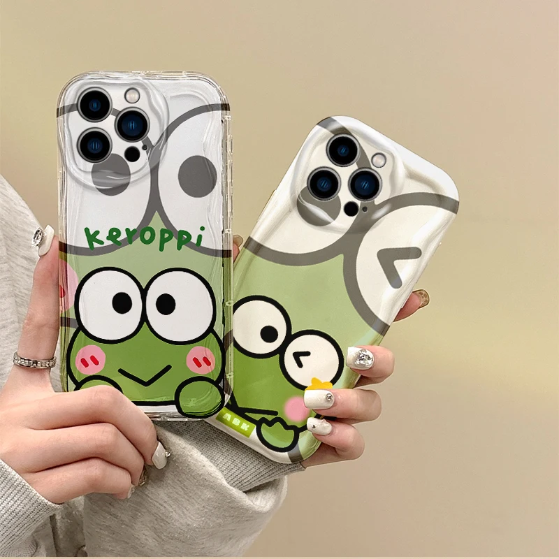 Cute Sanrio Kero Kero Keroppi Cartoon Phone Case For iPhone 16 Pro Max Case 15 14 13 12 11 8 7 Pro X XR XS Max Shockproof Cover