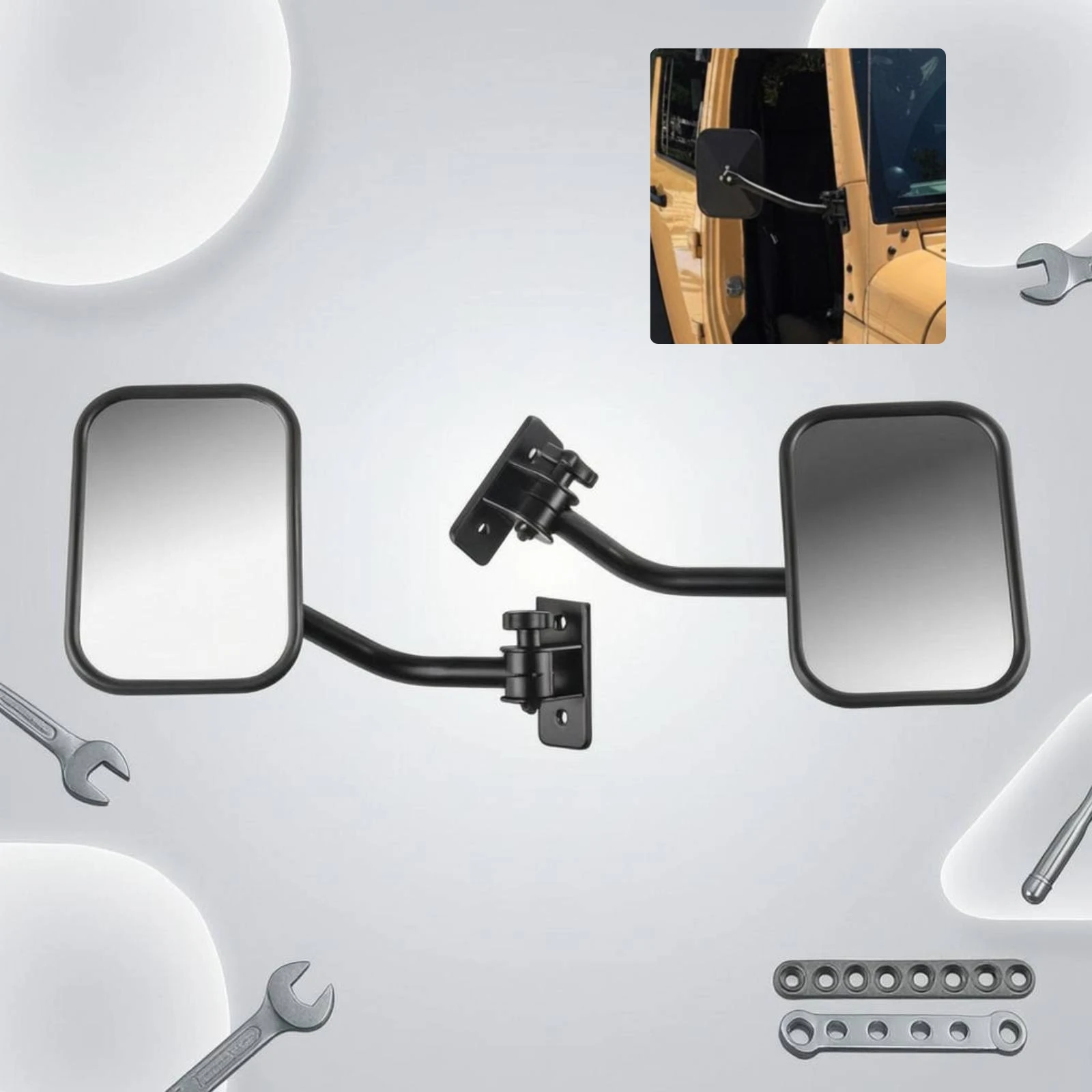 Door Hinge Mirror Wide Field View Car Accessory Specchietto Off Road Vehicle Mirror Easy to Install for 4x4 Driving