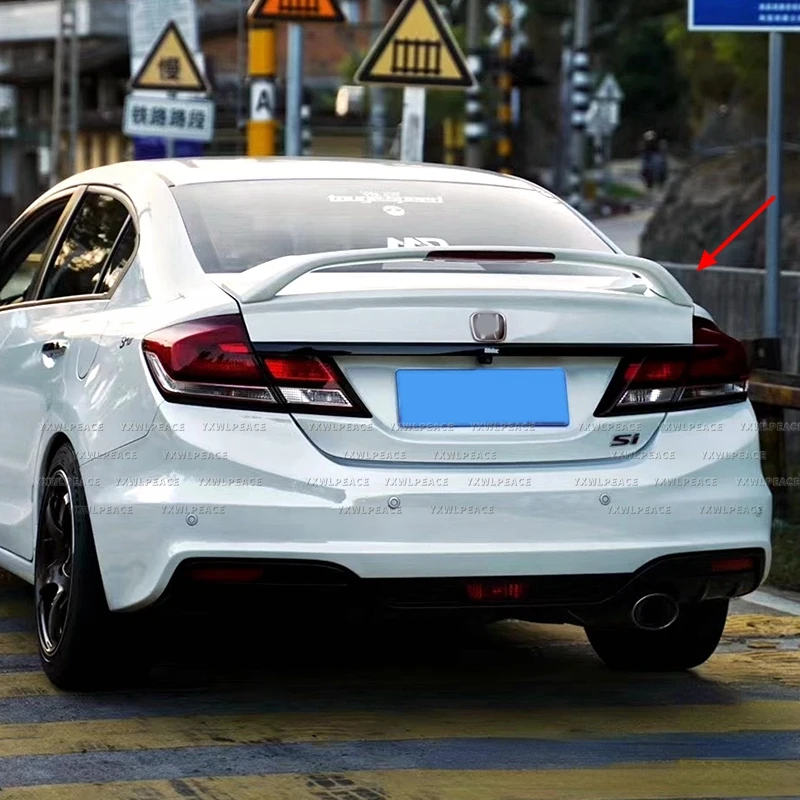 For Honda Civic 9.5th Gen 2014 2015 With Lights Style ABS Plastic Unpainted Color Rear Trunk Lip Spoiler Body Kit Accessories