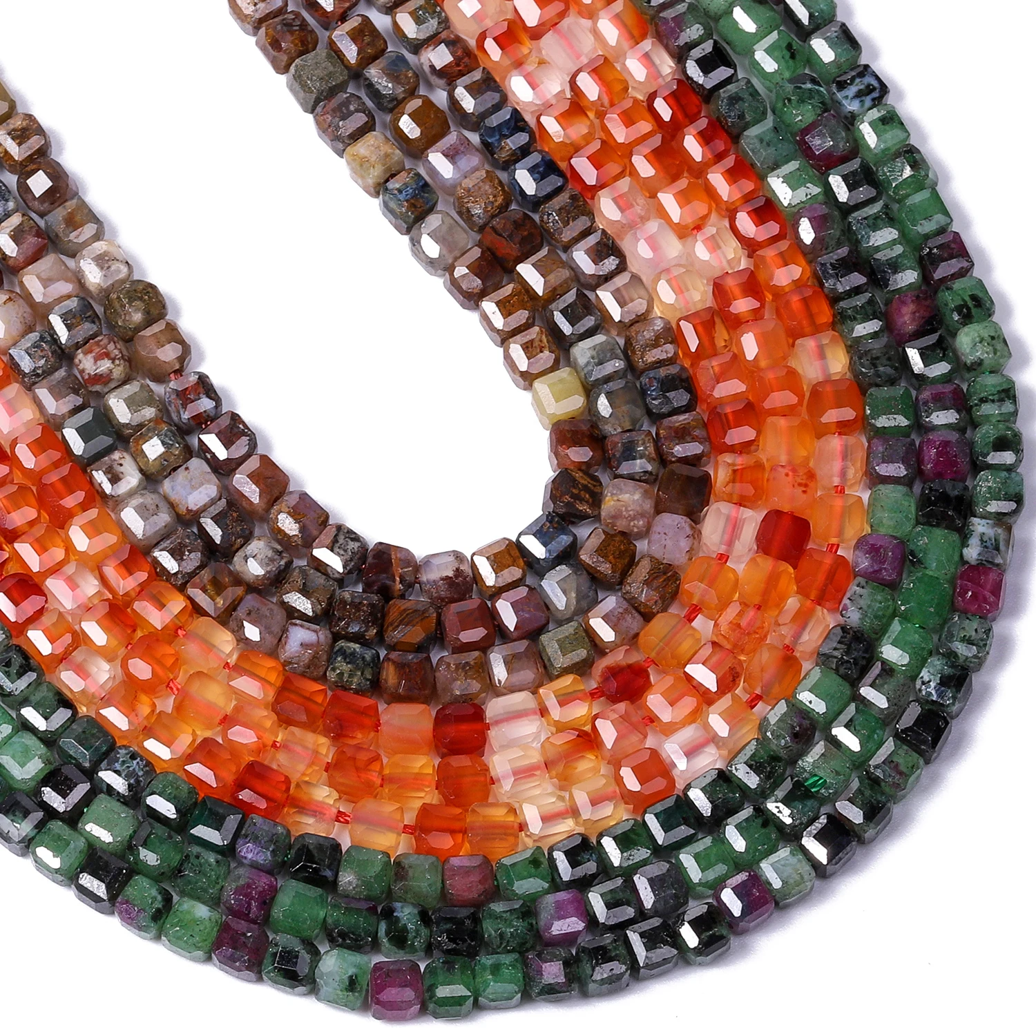 3 مللي متر بيترسيت الطبيعي Epidote روبي العقيق الأحمر ساحة حجر الخرز مشطوف مكعب السلس حبة DIY بها بنفسك مجوهرات الخصر سلسلة سوار #6