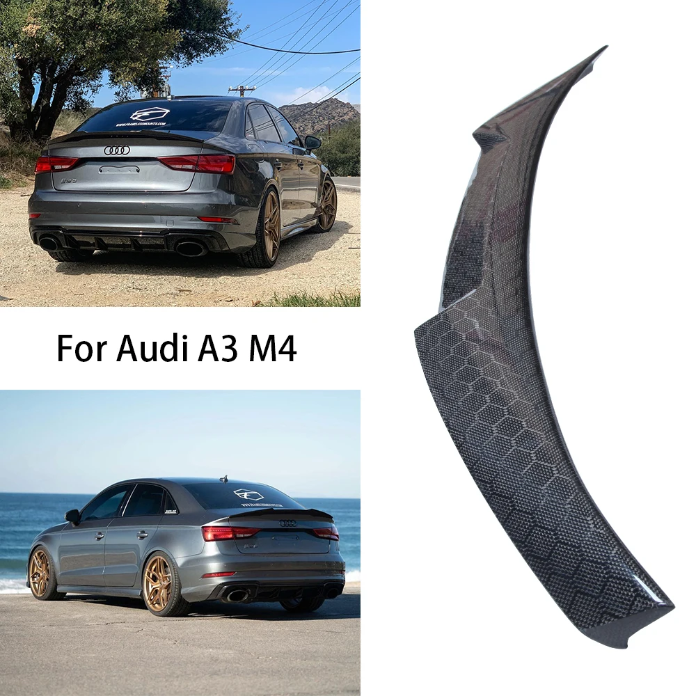 

For AUDI A3 S3 RS3 8V M4 Style Real Honeycomb Carbon Fiber Material Rear Spoiler Trunk Wing 2013-2020