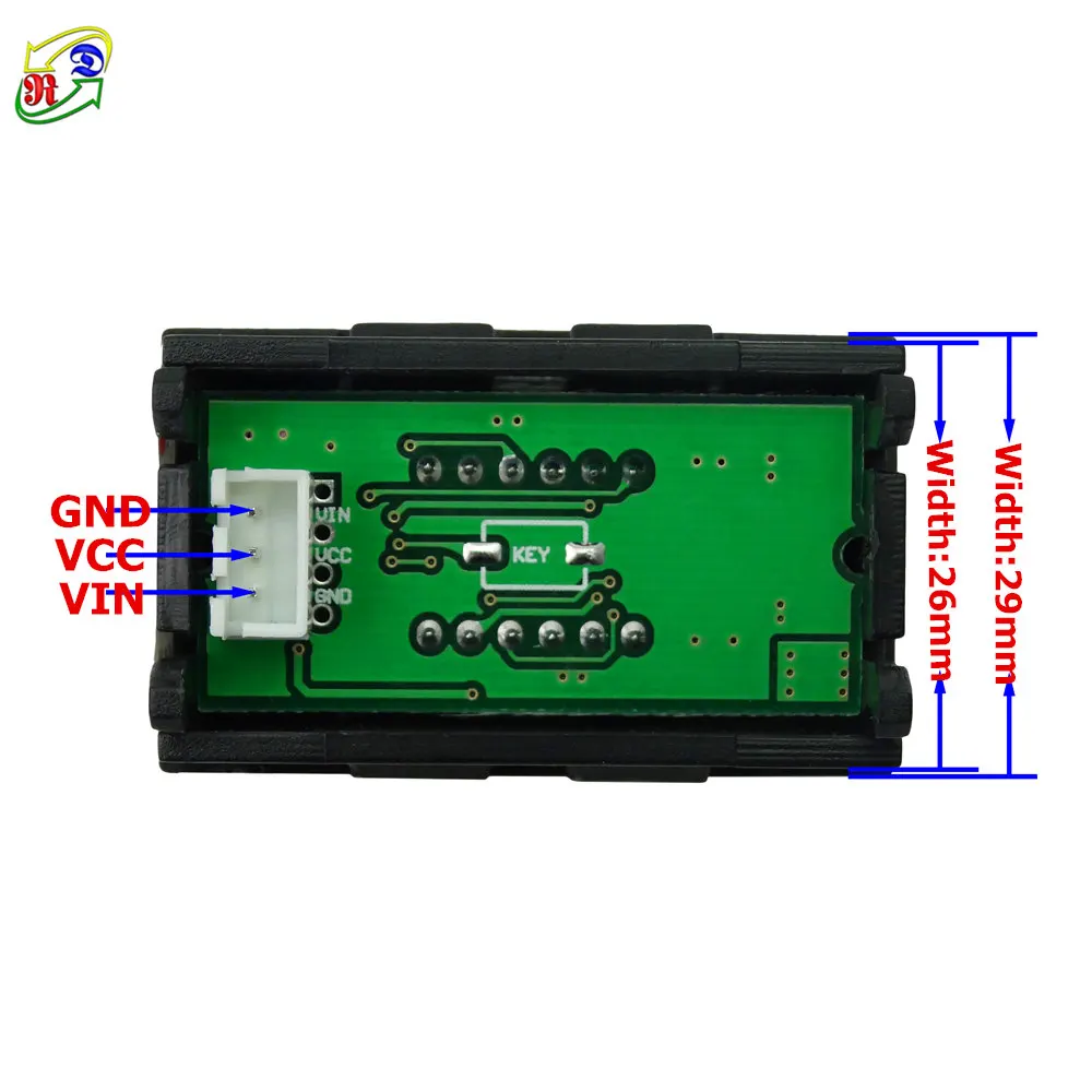 Voltímetro digital DC de 4 dígitos 0,36 "0-33,00 V com display de concha LED colorido medidor de painel de tensão de três fios
