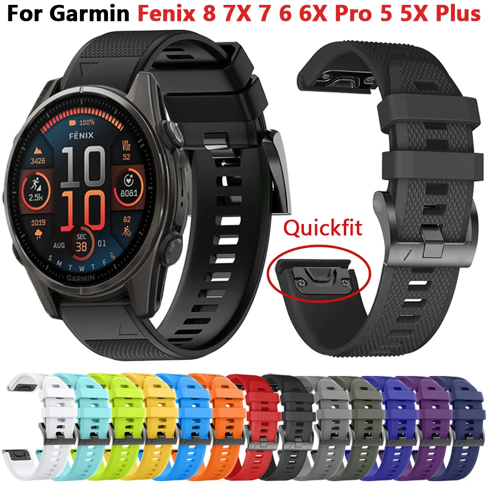 22 مللي متر 26 مللي متر Quickfit العصابات ل Garmin Fenix 8 7 7X 6X 6 Pro 5X Plus 955 حزام ل Epix Gen 2 47 مللي متر 51 مللي متر إندورو سيليكون معصمه