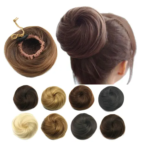 Soowee 합성 Chignon 조정 가능한 헤어 롤빵 헤어 Scrunchies 확장 Curly Updo 헤어 피스 여성용