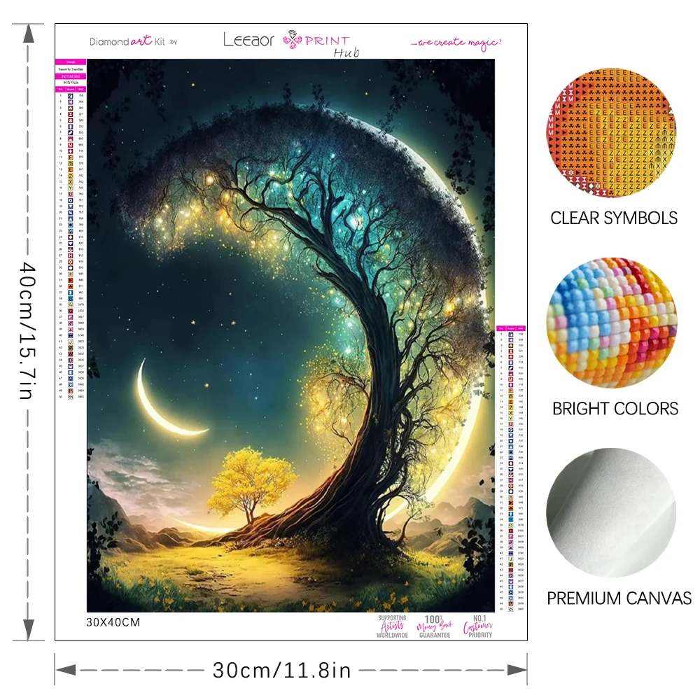 Diamond Painting Moon Wisdom Tree Full Round Diamond Mosaic Cross Stitch Kits Embroidery Home Decoration Diy Diamonds Art Gift