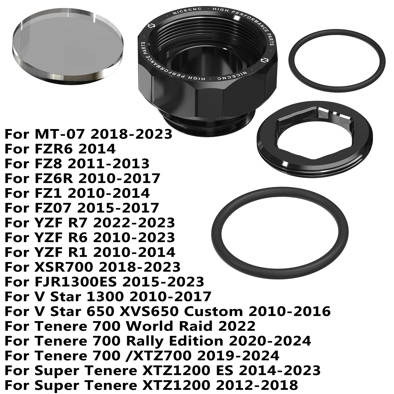 1x Transparent Oil Filler Plug Cap for Yamaha MT-07 Tenere 700 Super Tenere YZF R1 R6 R7 XSR700 V-Star 650 1300 XVS650 FJR1300ES