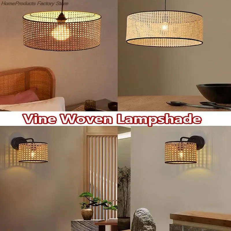 

Nordic Handmade Rattan Woven Lamp Cover E27 Lampshades Chandelier Pendant Homestay Restaurant Hotel Home Decor Rattan Lamp Shade