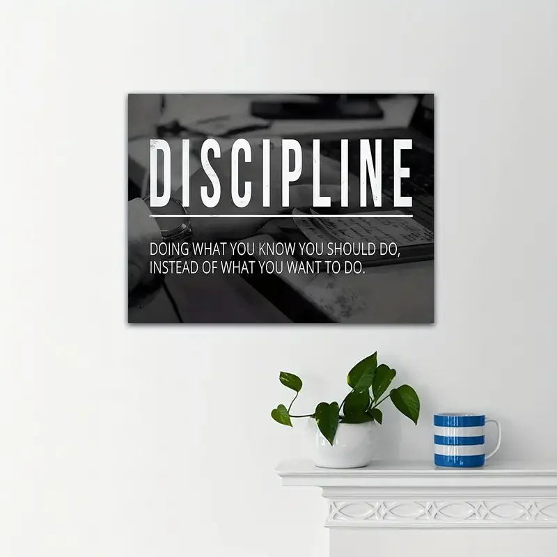 1pc Art Canvas Poster, Discipline Motivational Painting On Canvas, Inspirational Wall Art Poster, Positive Quotes Wall Decor, Ar