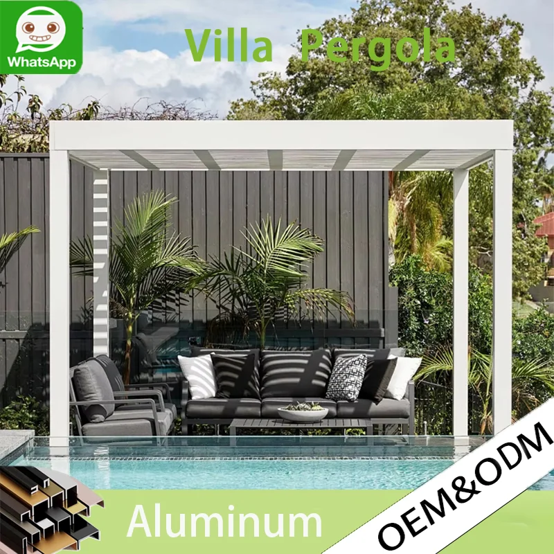 

Luxury Modern Aluminum Garden Gazebo, 3x3 3x4 Electric Automatic Louvered Roof Bioclimatic Pergola Canopy