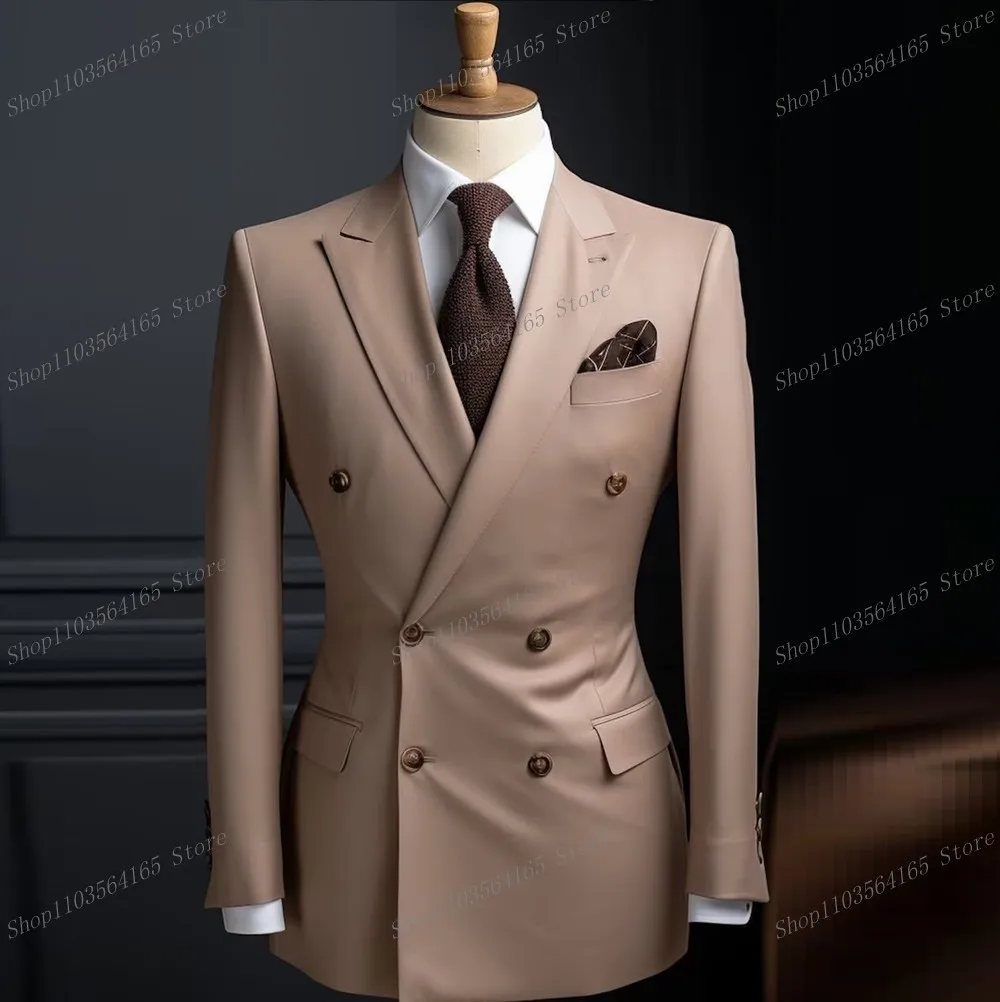 

New Khaki Men Blazer Business Formal Office Coat Casual Work Prom Single Jacket Wedding Party Fashion Male Suit A32