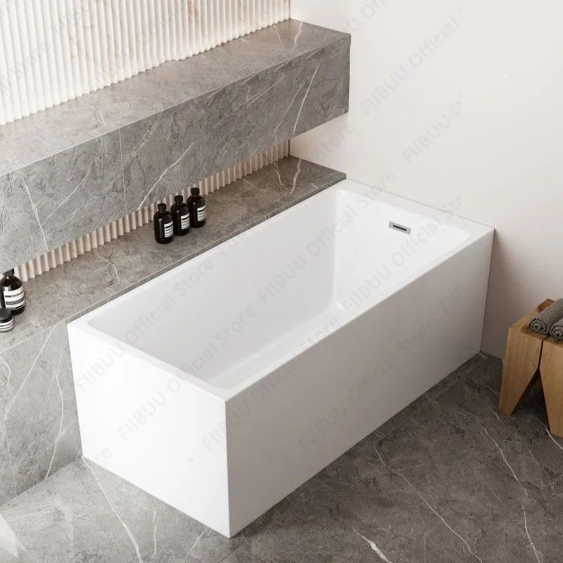 Freestanding Bathtub With Sitting Platform,Deepened Multifunctional Bathtub For Apartment And Household,Quality Square white Tub