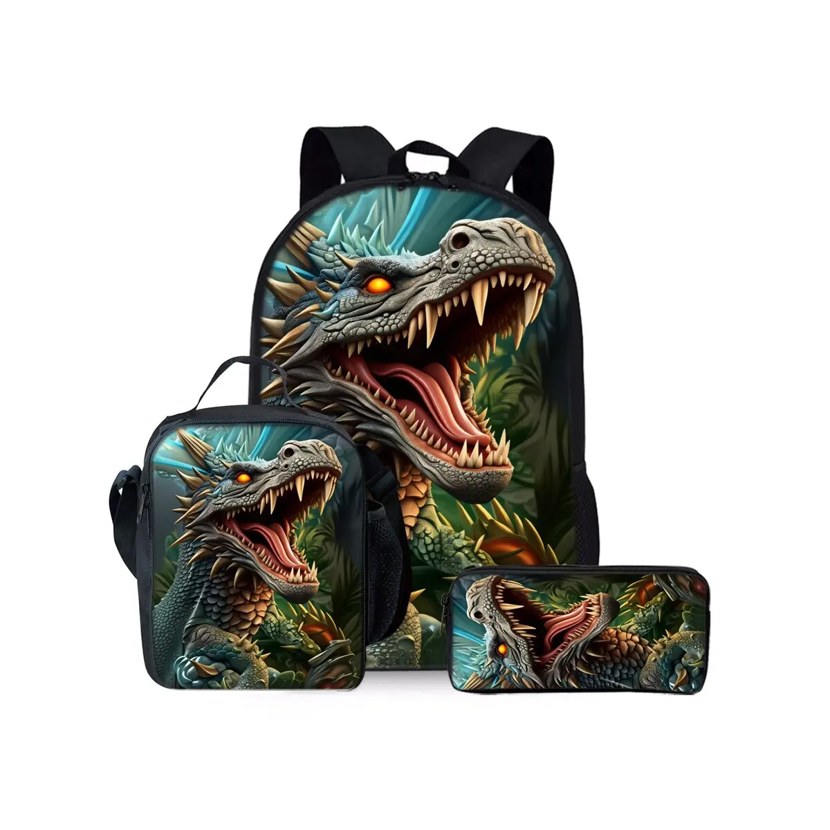 

Новый комплект из трех предметов с принтом динозавра, рюкзаки для мальчиков и девочек, лучшие подарки, школьная сумка с 3D мультяшным рисунком для детей