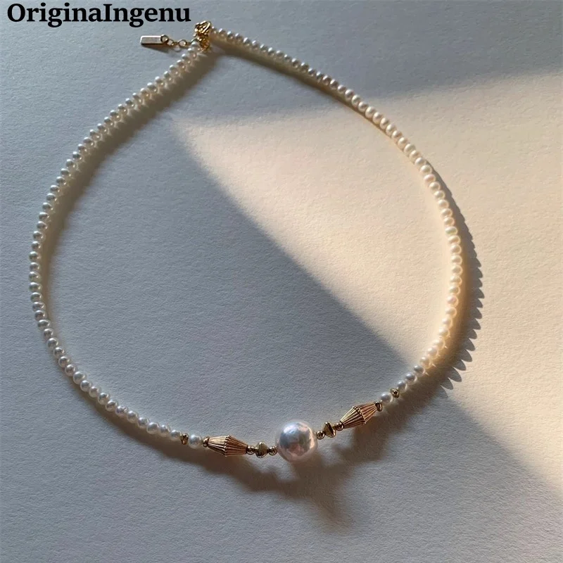 

10MM Pearls Necklace Handmade 14K Gold Filled Beads Pendant Choker Tarnish Resistant Hypoallergenic Jewelry for Women