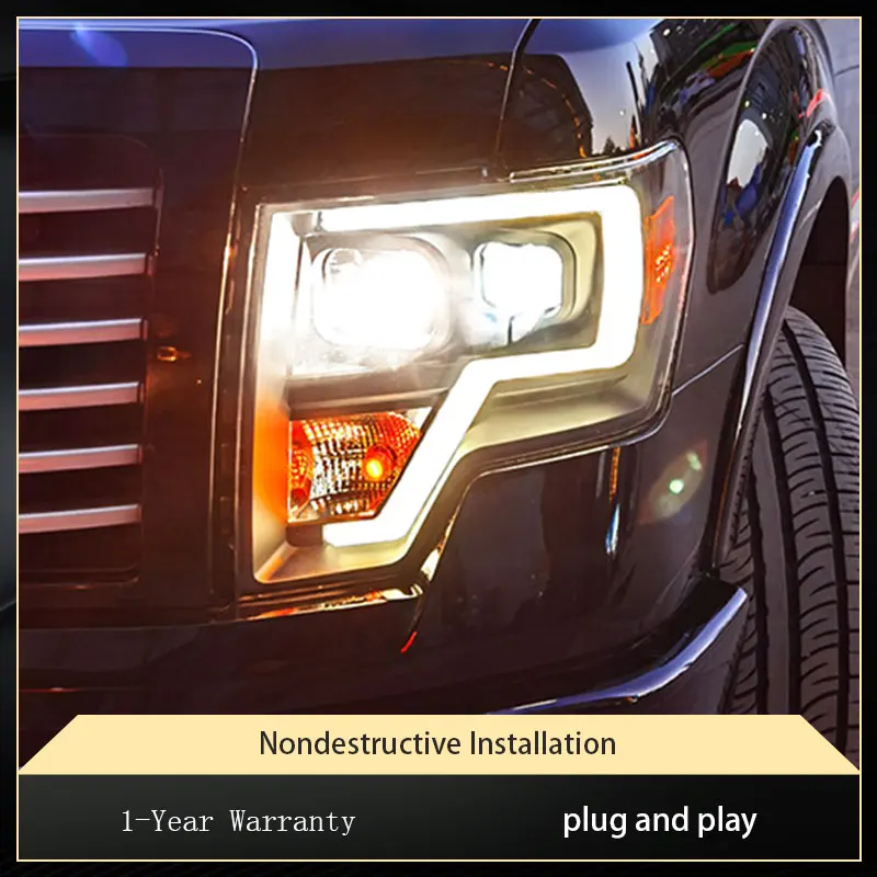 Car Lights For Ford Raptor F150 F-150 2008-2014 Newest Design HID Head Light Upgrade Headlight LED DRL Plug And Play Accessories